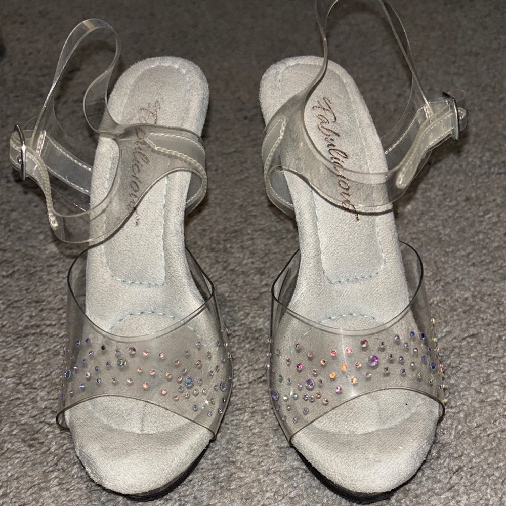 Women's Clear Sandals with Rhinestone Accents